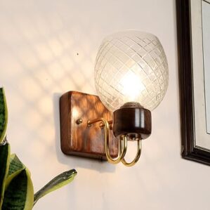 Green House Handmade Sheesham Wood Wall Light/Lamp